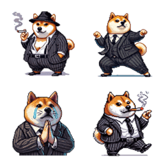 Pixel art yakuza fat shiba emoji