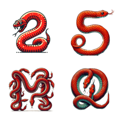 Numbers and Letters Emoji Made of Snakes