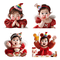 Adorable Girl in Red Dress for New Year