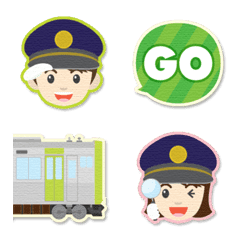 Child stationmaster and train emoji