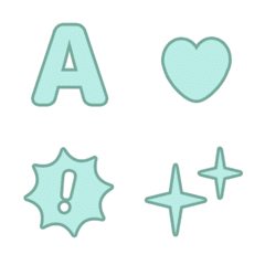 light blue green Colorful Letters Emoji