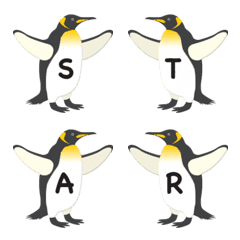 Hand-holding penguin alphabet