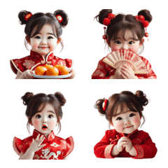 Little Girl in Red Chinese New Year