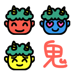 Cute moving emoji of three onis