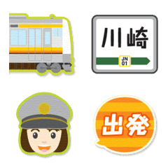 神奈川〜東京 3色ライン電車とPOPな駅名標