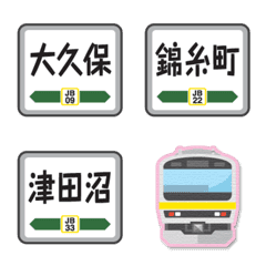 東京〜千葉 黄色の電車とPOPな駅名標