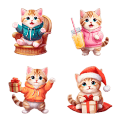 Chubby Kitten Stickers Hoodie-Dairy