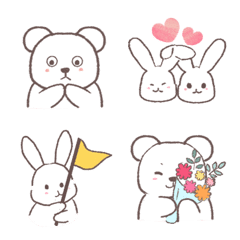 Love You Emojis: Polar Bear and Bunny