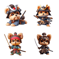 3D Yorkshire Terrier Samurai Emoji