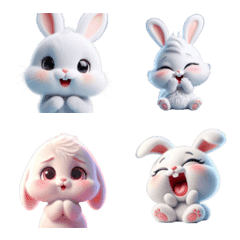 Cute bunny smiley stickers