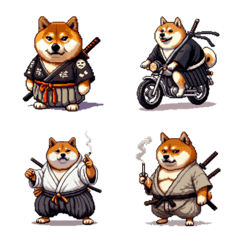 Pixel art bad samurai fat shiba dog emoj