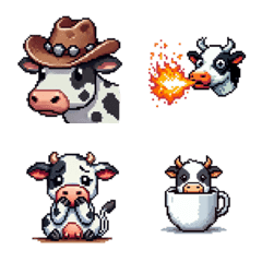 Surreal and Cute Cow Emoji(Pixel art)