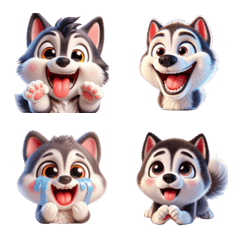 Cute Husky smiley stickers 2