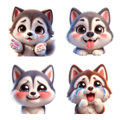 Cute Husky smiley stickers