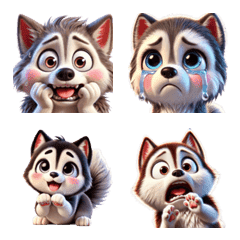 Cute and adorable pet Husky's stickers