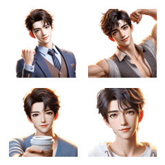 Handsome man's smile emoticon stickers