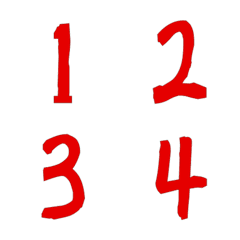 Child handwriting Numbers1-40(red)