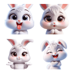 Super cute bunny ever-changing emoticons