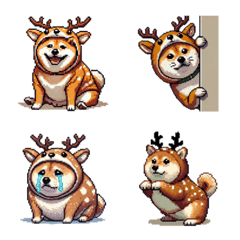 Pixel art deer fat shiba dog emoji