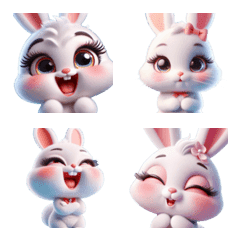 Beautiful and cute bunny smiley stickers