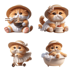 A chubby cat in a picnic outfit v.2