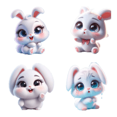 Super cute bunny emoticon stickers 3