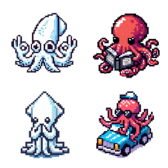 Squid and Octopus Emoji(Pixel Art)