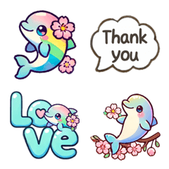 Spring Rainbow Dolphin Emoji English