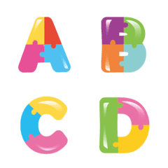 color puzzle letters and number emoji