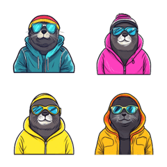 Cool Seal Emojis 80s Style