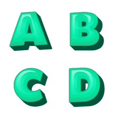 3D green light letters and number emoji