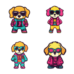 Cool Dog Emojis 80s Style