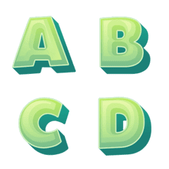 3D yellow green letters and number emoji