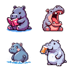 Cute Hippo Emoji(Pixel art)