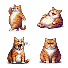 Pixel art no word fat orange tabby cat