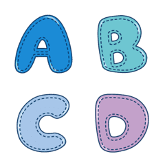 blue color sewing Letter Number emoji