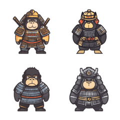 Cute Samurai Gorilla Emojis