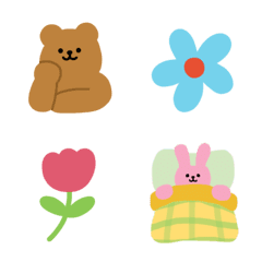 Korean style bear and bunny emoji