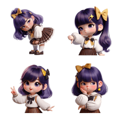 cute purple haired schoolgirl v.1