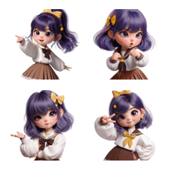 cute purple haired schoolgirl v.2