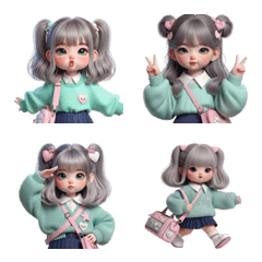 cute silver haired female schoolgirl v.1