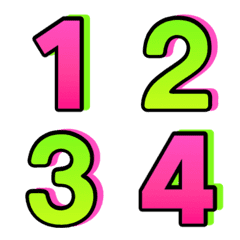 Numbers emoji : Gradient pink green