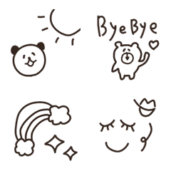 simple cute black white happy emoji