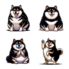 Pixel art no word fat black shiba dog em