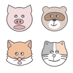 (wara)  こぶたぬきつねこ絵文字