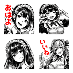 Monochrome comic maid emoji