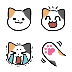 Calico and white Cat's Cute Emoji