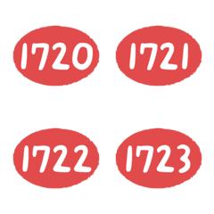 火紅 1720-1759 數字 橢圓 萬用 表情貼