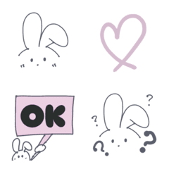ゆるっとシンプル耳折れうさぎ絵文字