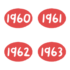 火紅 1960-1999 數字 橢圓 萬用 表情貼